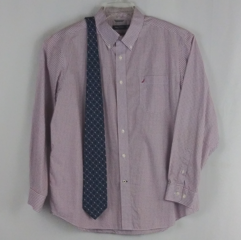 Nautica red square long sleeve shirt men size XL